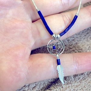 Silver and Blue Dreamcatcher Necklace